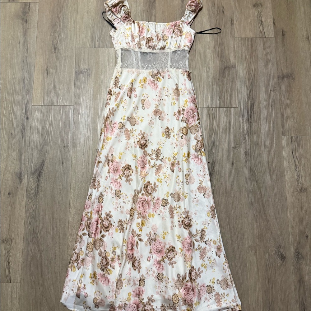 Satin Floral Maxi Dress